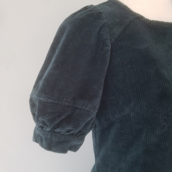 Universal Thread Green Corduroy Puff Sleeve Dress - Picture 4 of 15